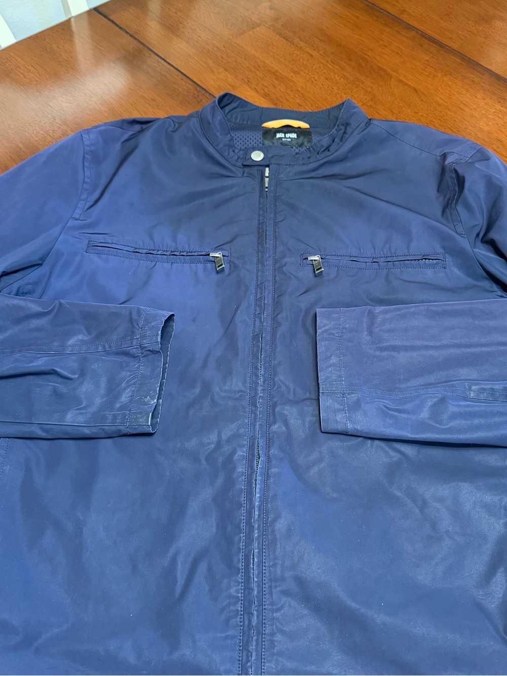 Jack Spade Men’s Navy Windbreaker Jacket Full Zip 4 Front Pockets Size M
